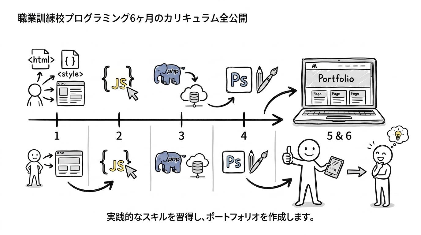 職業訓練校プログラミング6ヶ月のカリキュラム全公開