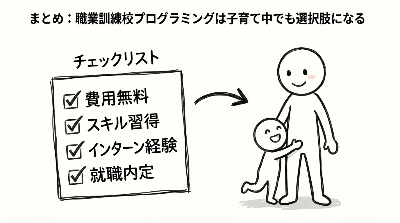 まとめ:職業訓練校プログラミングは子育て中でも選択肢になる