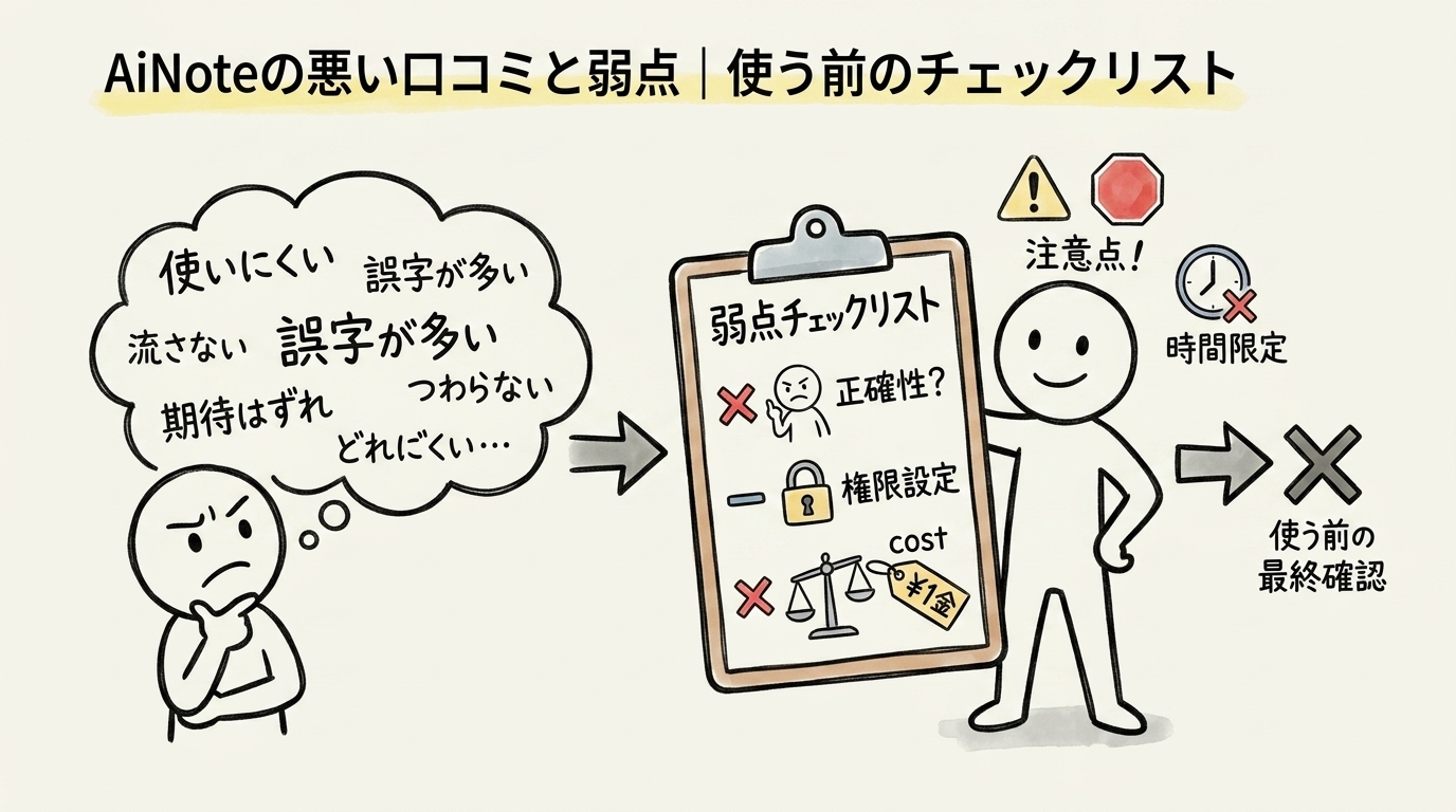 AiNoteの悪い口コミと弱点｜使う前のチェックリスト