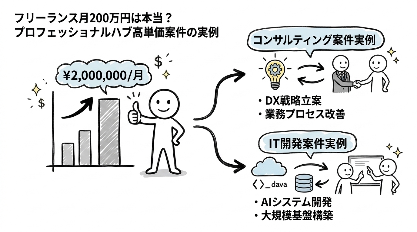 フリーランス月200万円は本当？プロフェッショナルハブ高単価案件の実例