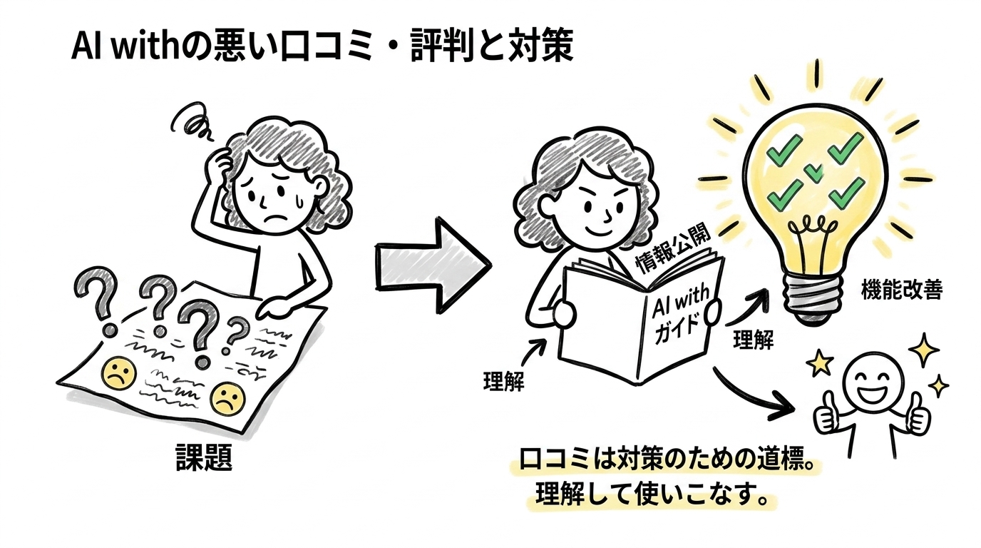 AI withの悪い口コミ・評判と気になる点への対策