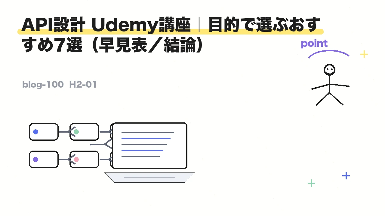 API設計 Udemy講座|目的で選ぶおすすめ7選(早見表/結論)