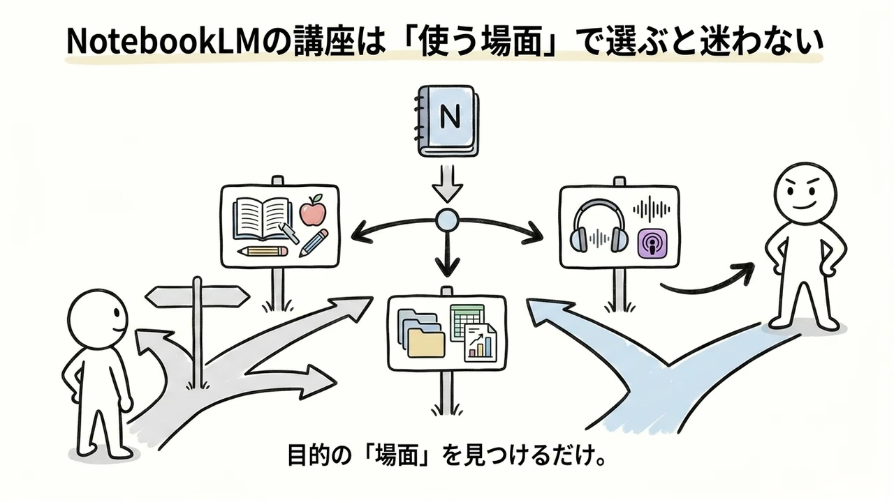 NotebookLMの講座は「使う場面」で選ぶと迷わない