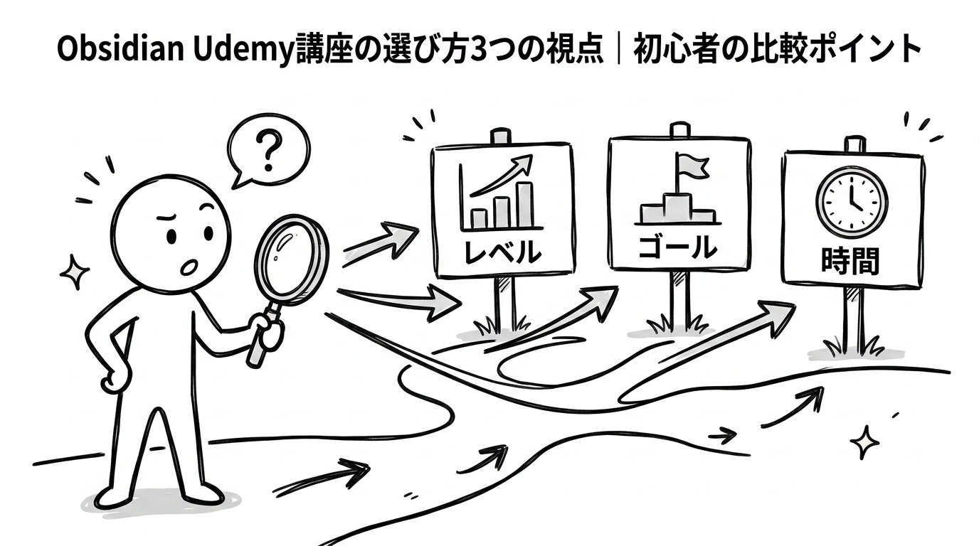 Obsidian Udemy講座の選び方3つの視点｜初心者の比較ポイント