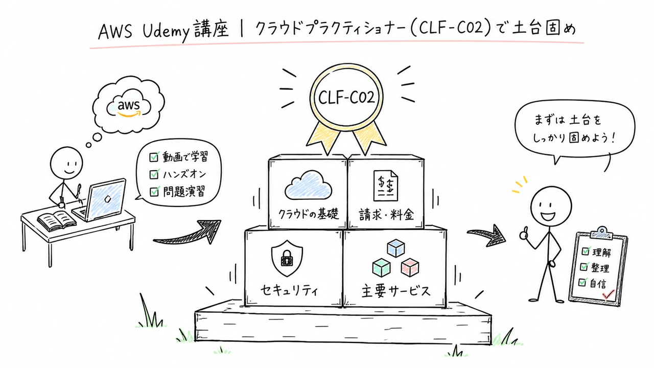 AWS Udemy講座｜クラウドプラクティショナー(CLF-C02)で土台固め
