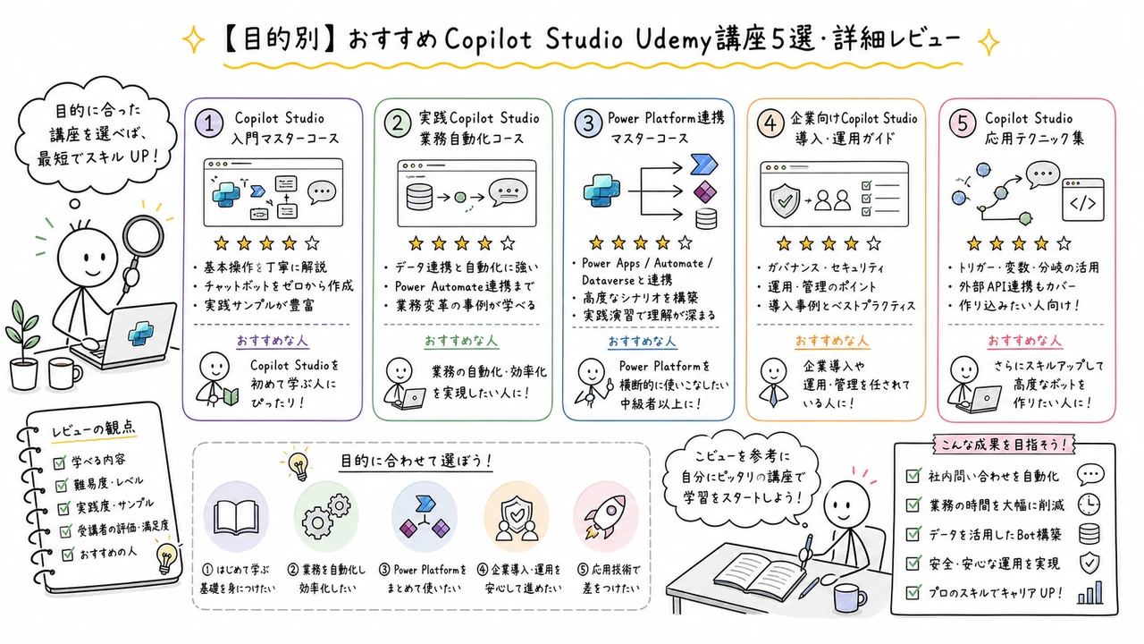 【目的別】おすすめCopilot Studio Udemy講座5選・詳細レビュー