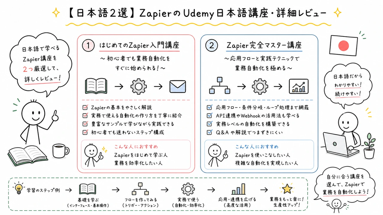 【日本語2選】ZapierのUdemy日本語講座・詳細レビュー