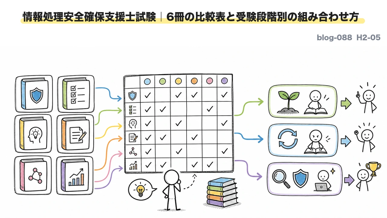 情報処理安全確保支援士試験|6冊の比較表と受験段階別の組み合わせ方