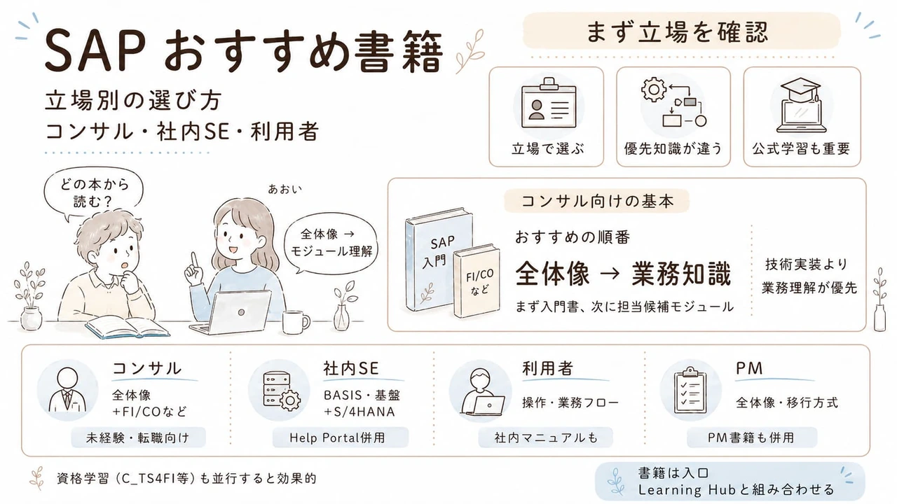 SAP おすすめ書籍｜立場別の選び方（コンサル・社内SE・利用者）