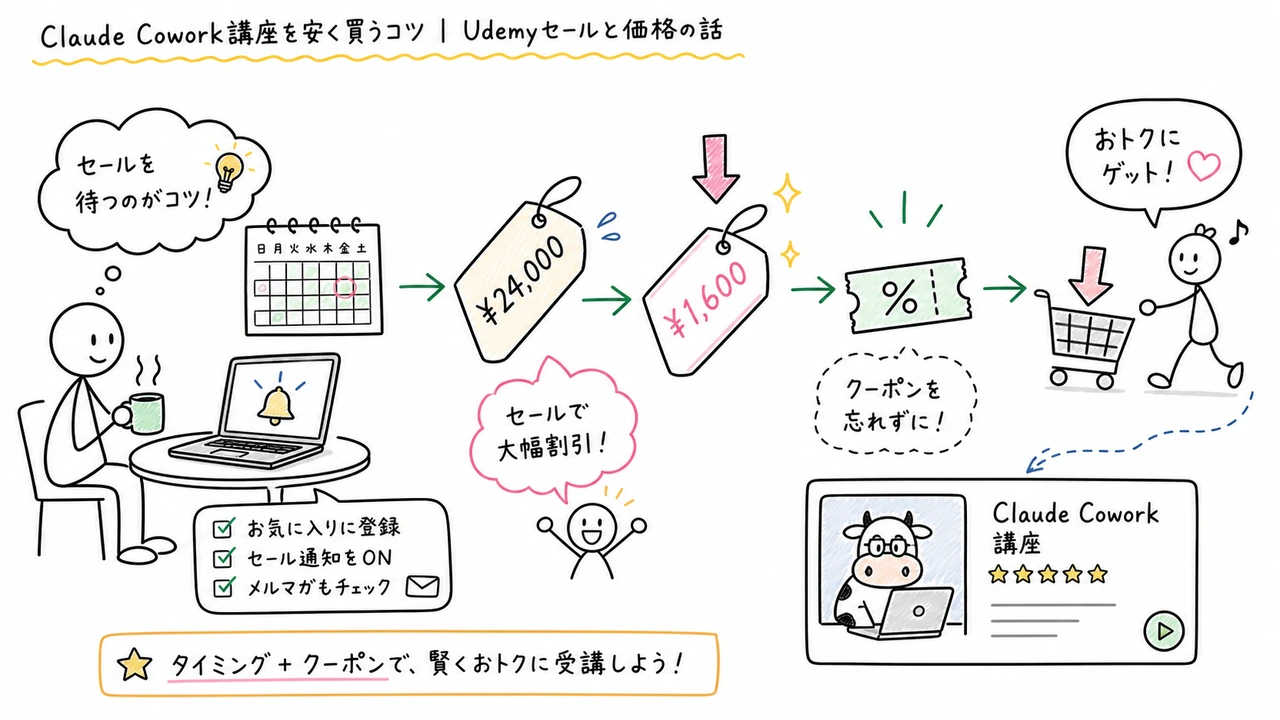 Claude Cowork講座を安く買うコツ|Udemyセールと価格の話