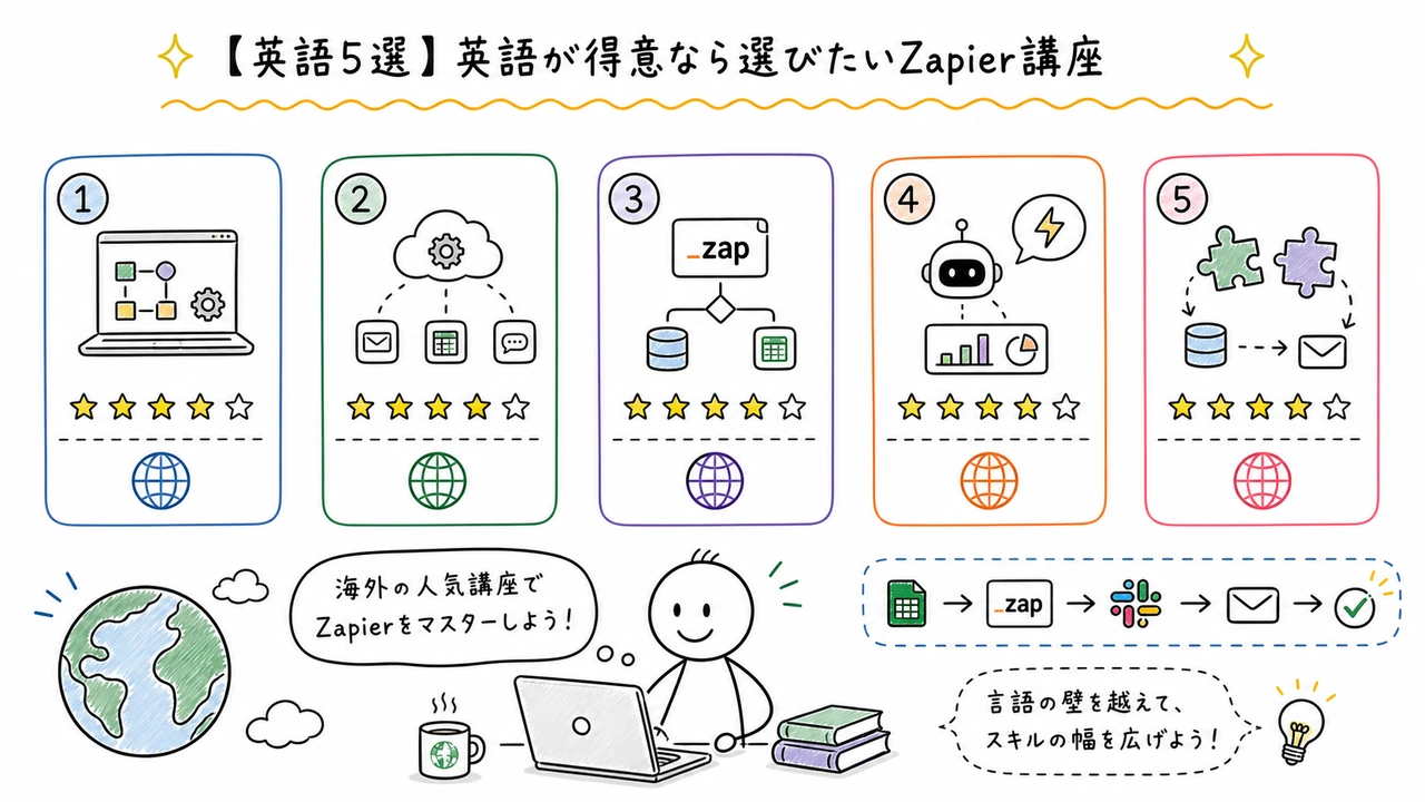 【英語5選】英語が得意なら選びたいZapier Udemy講座