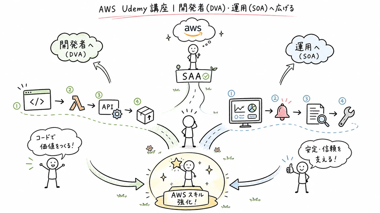 AWS Udemy講座｜開発者(DVA)・運用(SOA)へ広げる