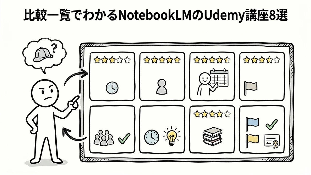 比較一覧でわかるNotebookLMのUdemy講座8選