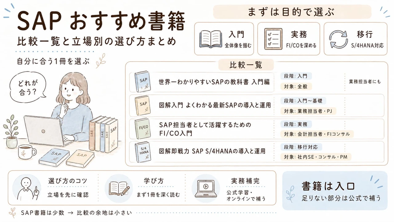 SAP おすすめ書籍｜比較一覧と立場別の選び方まとめ