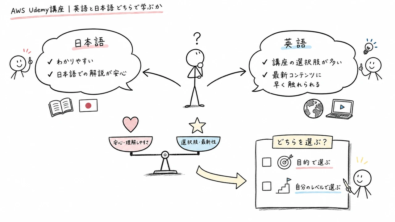 AWS Udemy講座｜英語と日本語どちらで学ぶか