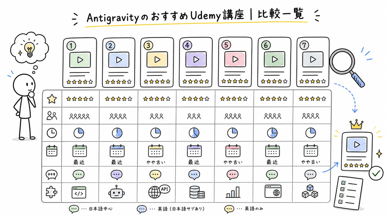 AntigravityのおすすめUdemy講座｜比較一覧