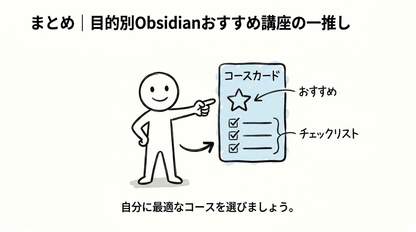 まとめ｜目的別Obsidianおすすめ講座の一推し