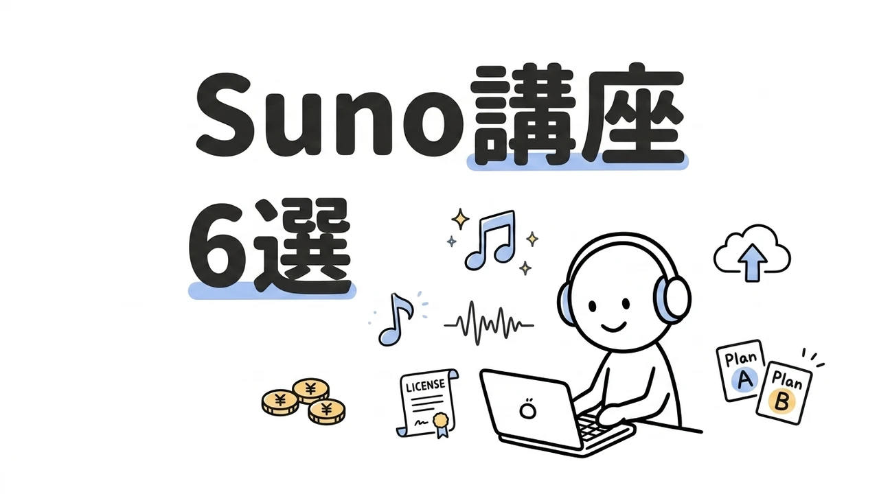 SunoおすすめUdemy講座6選|AI作曲・音楽生成