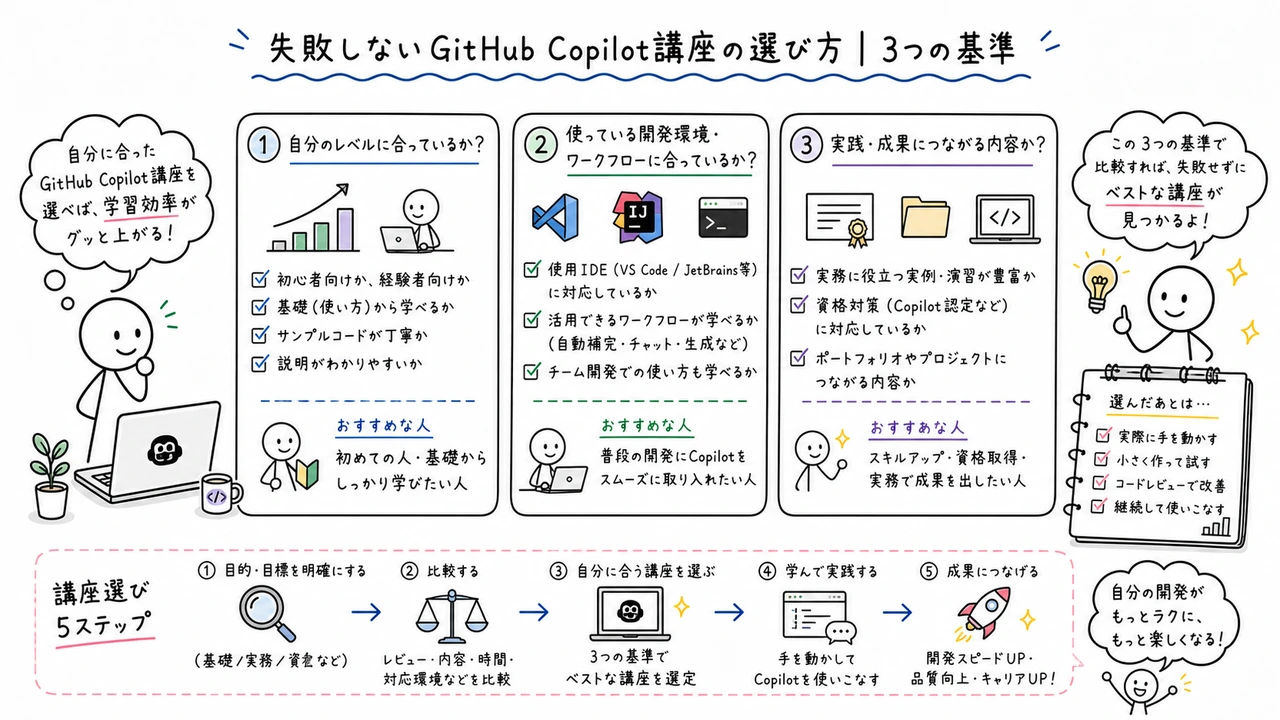 失敗しないGitHub Copilot講座の選び方|3つの基準