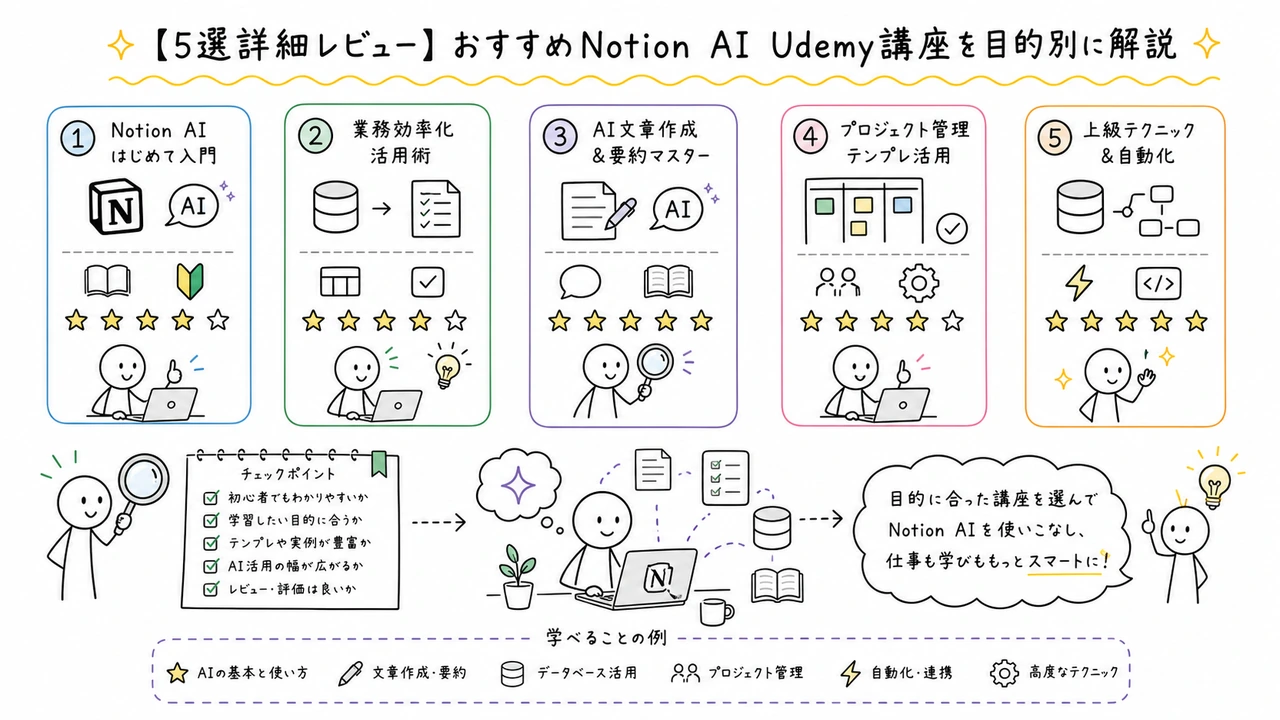 【4選詳細レビュー】おすすめNotion AI Udemy講座を目的別に解説