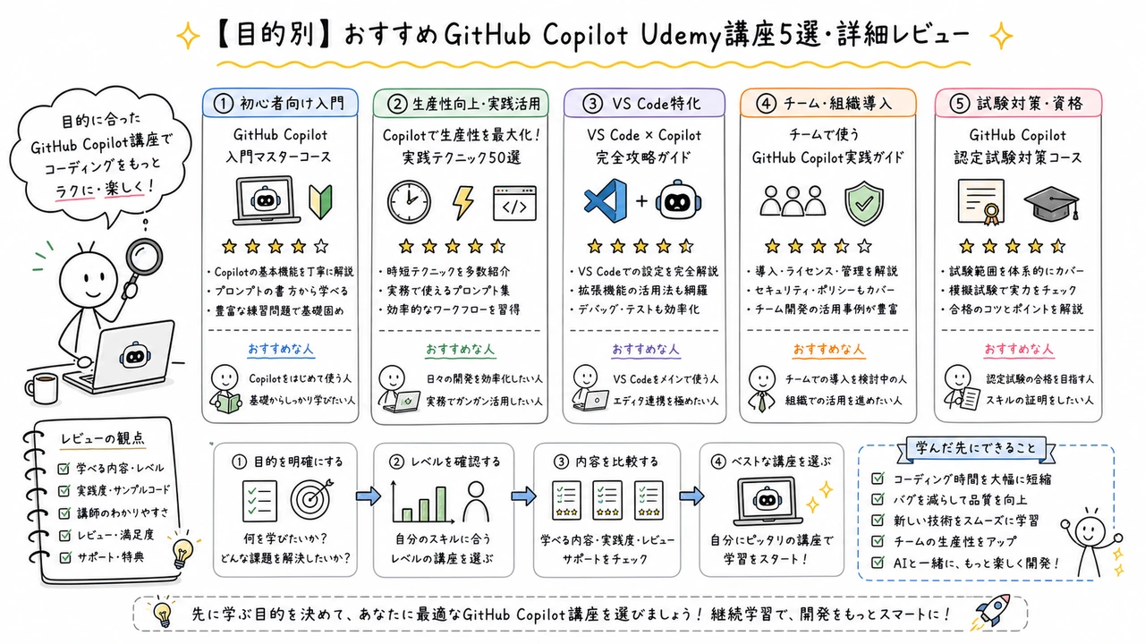 【目的別】おすすめGitHub Copilot Udemy講座5選・詳細レビュー