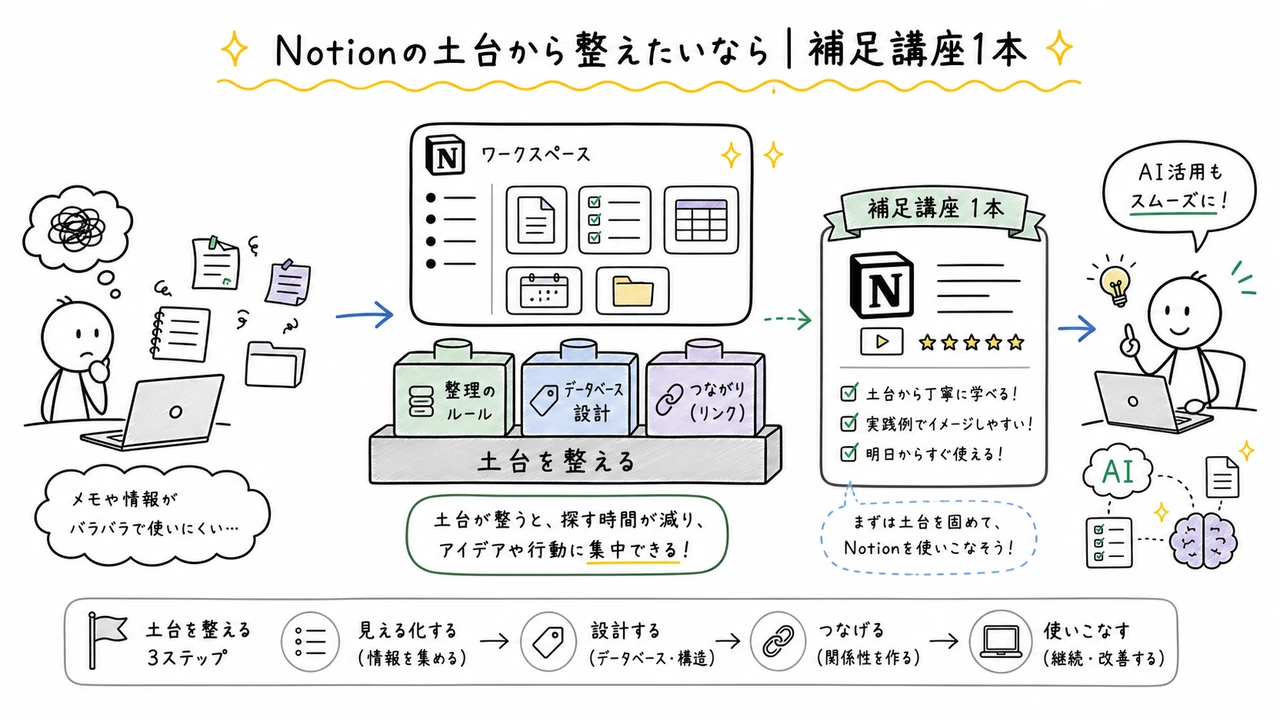 Notionの土台から整えたいなら｜補足講座1本