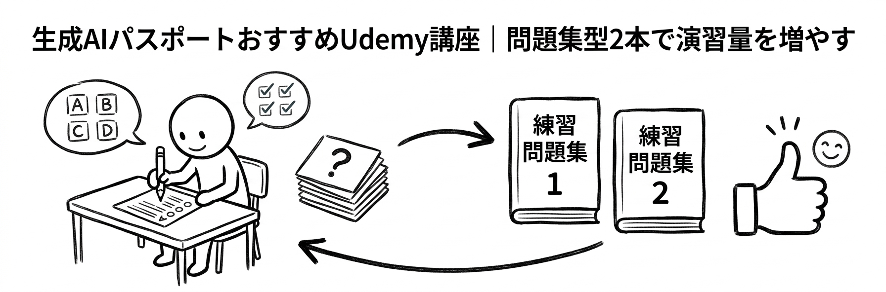 生成AIパスポートおすすめUdemy講座｜問題集型2本で演習量を増やす